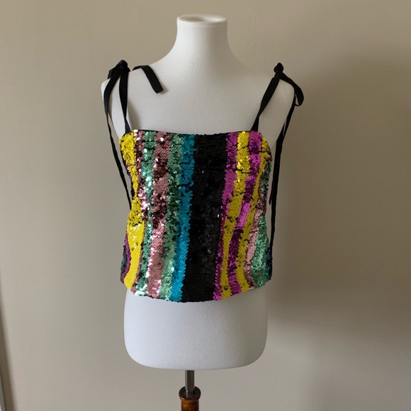 Zara Multicolored Sequin Top NWT - Picture 2 of 5